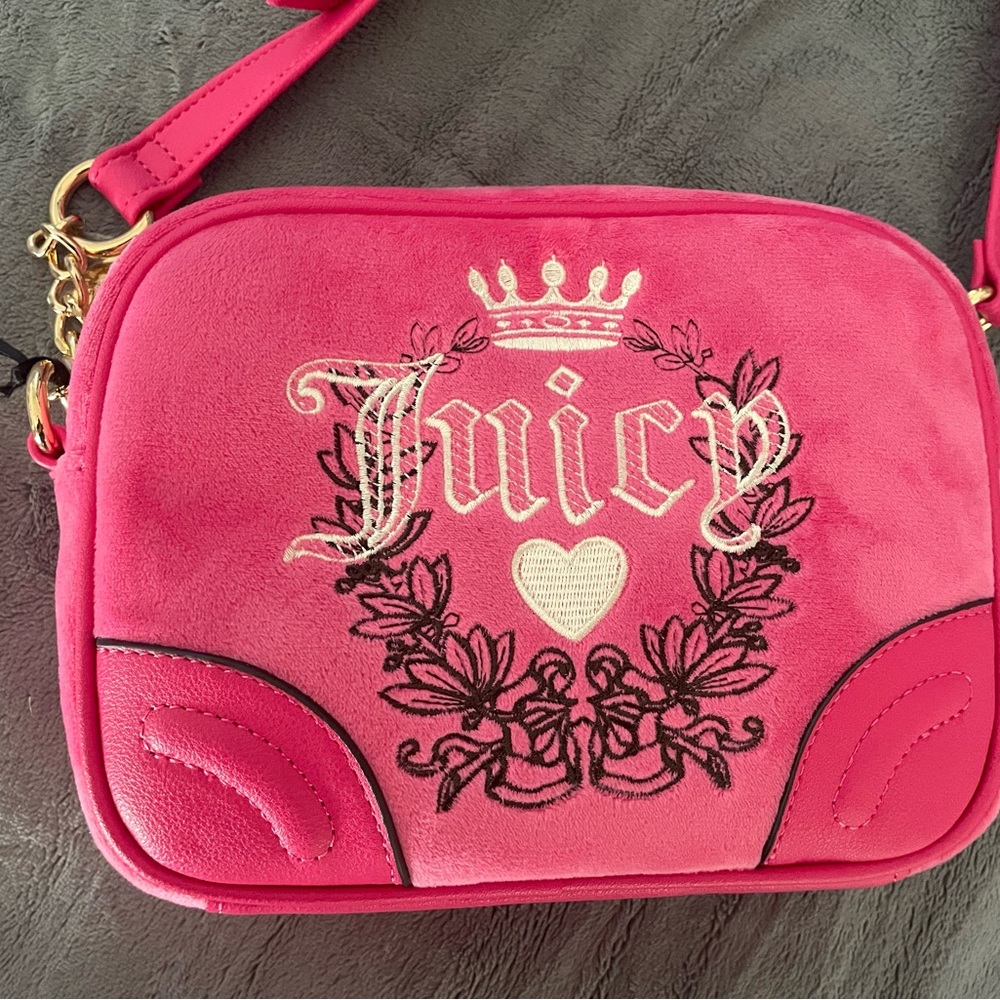 Hot pink velvet juicy couture crossbody bag